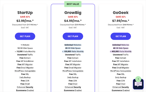 siteground shared hosting pricing
